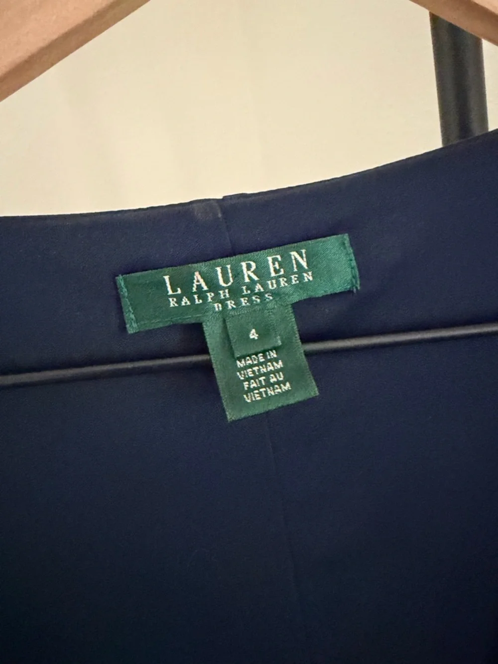 Lauren Ralph Lauren Navy Faux-Wrap Cocktail Dress - Picture 4 of 5